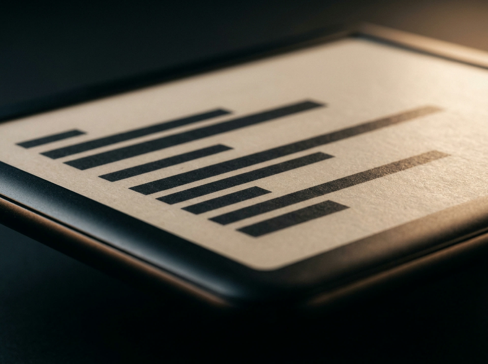 Close view of the electronic paper screen, matte ink sitting on a paper-like surface.